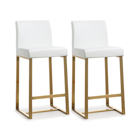 Denmark Performance Vegan Leather Stool with Gold Base - Set of 2 by TOV Furniture at Eve Furniture