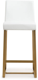 Denmark Performance Vegan Leather Stool with Gold Base - Set of 2 by TOV Furniture at Eve Furniture