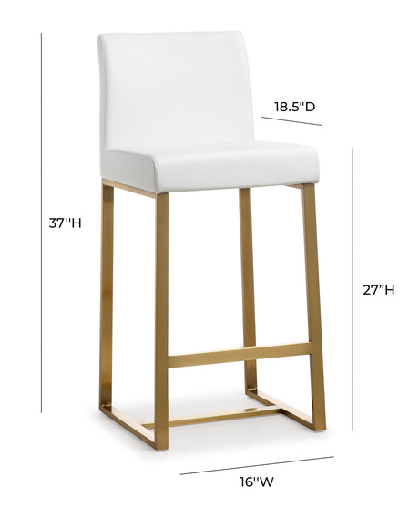 Denmark Performance Vegan Leather Stool with Gold Base - Set of 2 by TOV Furniture at Eve Furniture