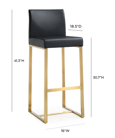 Denmark Performance Vegan Leather Stool with Gold Base - Set of 2 by TOV Furniture at Eve Furniture