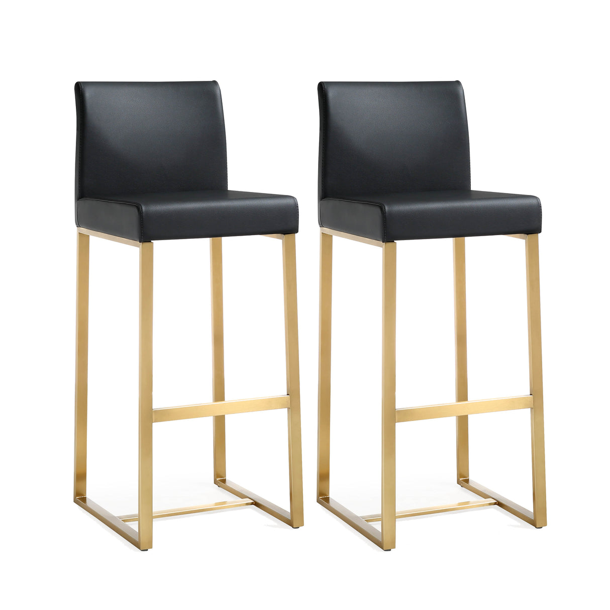 Denmark Performance Vegan Leather Stool with Gold Base - Set of 2 by TOV Furniture at Eve Furniture