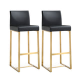 Denmark Performance Vegan Leather Stool with Gold Base - Set of 2 by TOV Furniture at Eve Furniture