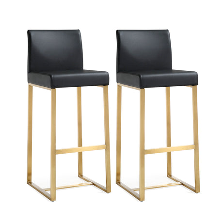 Denmark Performance Vegan Leather Stool with Gold Base - Set of 2 by TOV Furniture at Eve Furniture