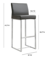 Denmark Performance Vegan Leather Stool with Silver Base - Set of 2 by TOV Furniture at Eve Furniture