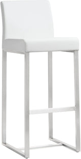Denmark Performance Vegan Leather Stool with Silver Base - Set of 2 by TOV Furniture at Eve Furniture