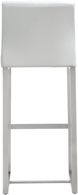 Denmark Performance Vegan Leather Stool with Silver Base - Set of 2 by TOV Furniture at Eve Furniture