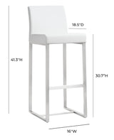 Denmark Performance Vegan Leather Stool with Silver Base - Set of 2 by TOV Furniture at Eve Furniture