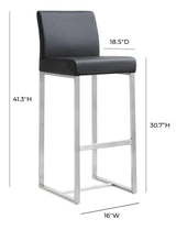 Denmark Performance Vegan Leather Stool with Silver Base - Set of 2 by TOV Furniture at Eve Furniture