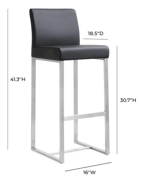 Denmark Performance Vegan Leather Stool with Silver Base - Set of 2 by TOV Furniture at Eve Furniture