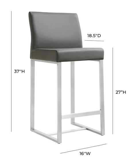 Denmark Performance Vegan Leather Stool with Silver Base - Set of 2 by TOV Furniture at Eve Furniture