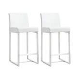 Denmark Performance Vegan Leather Stool with Silver Base - Set of 2 by TOV Furniture at Eve Furniture