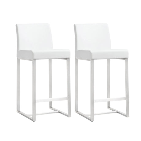 Denmark Performance Vegan Leather Stool with Silver Base - Set of 2 by TOV Furniture at Eve Furniture