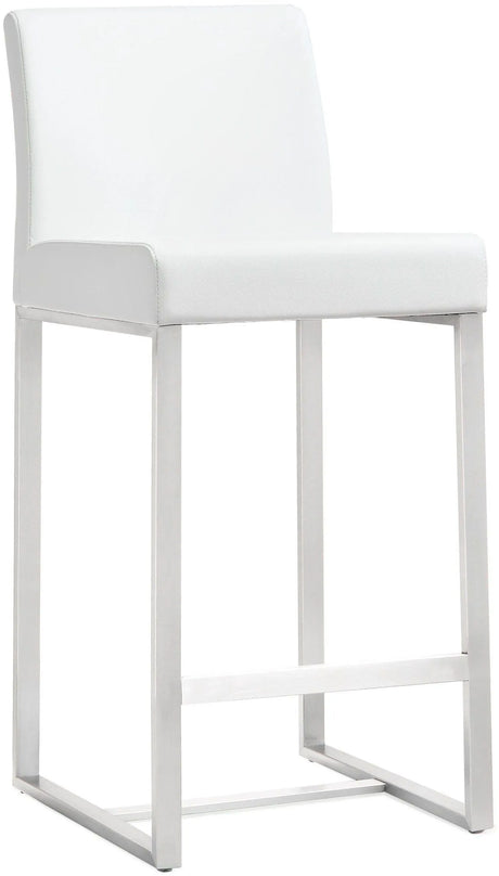 Denmark Performance Vegan Leather Stool with Silver Base - Set of 2 by TOV Furniture at Eve Furniture