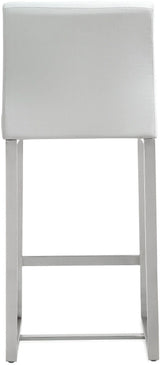 Denmark Performance Vegan Leather Stool with Silver Base - Set of 2 by TOV Furniture at Eve Furniture