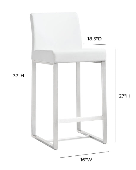 Denmark Performance Vegan Leather Stool with Silver Base - Set of 2 by TOV Furniture at Eve Furniture