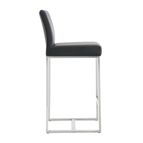 Denmark Performance Vegan Leather Stool with Silver Base - Set of 2 by TOV Furniture at Eve Furniture