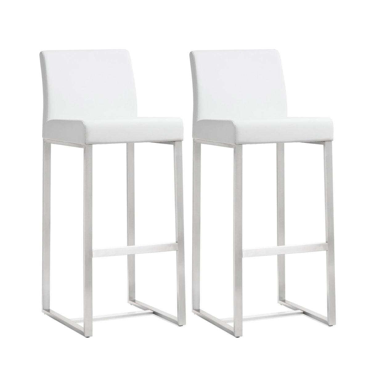 Denmark Performance Vegan Leather Stool with Silver Base - Set of 2 by TOV Furniture at Eve Furniture