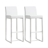 Denmark Performance Vegan Leather Stool with Silver Base - Set of 2 by TOV Furniture at Eve Furniture