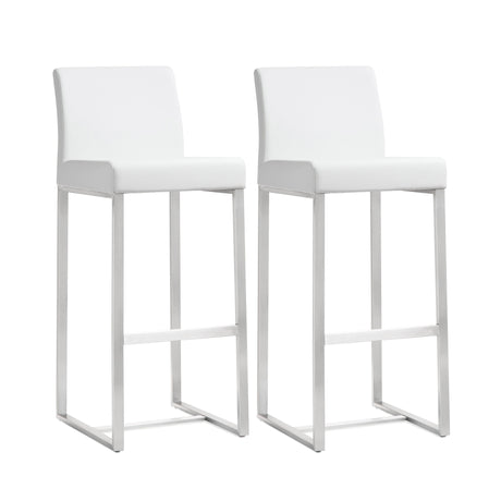 Denmark Performance Vegan Leather Stool with Silver Base - Set of 2 by TOV Furniture at Eve Furniture