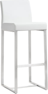 Denmark Performance Vegan Leather Stool with Silver Base - Set of 2 by TOV Furniture at Eve Furniture