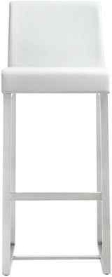 Denmark Performance Vegan Leather Stool with Silver Base - Set of 2 by TOV Furniture at Eve Furniture