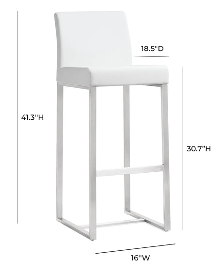 Denmark Performance Vegan Leather Stool with Silver Base - Set of 2 by TOV Furniture at Eve Furniture