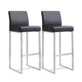Denmark Performance Vegan Leather Stool with Silver Base - Set of 2 by TOV Furniture at Eve Furniture