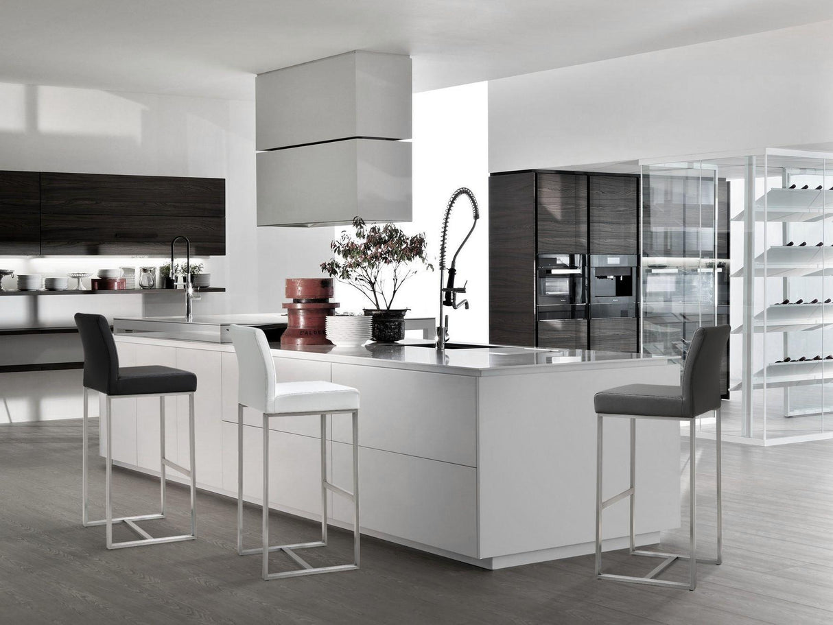 Denmark Performance Vegan Leather Stool with Silver Base - Set of 2 by TOV Furniture at Eve Furniture