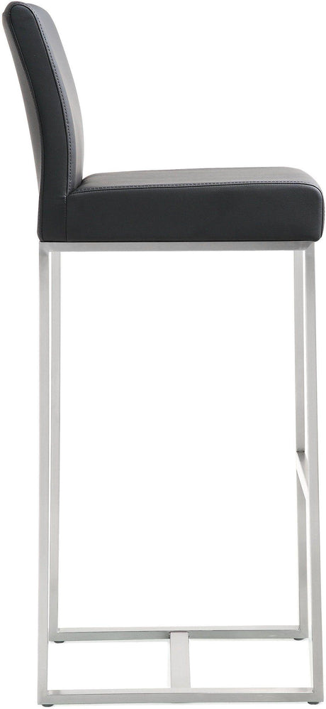 Denmark Performance Vegan Leather Stool with Silver Base - Set of 2 by TOV Furniture at Eve Furniture