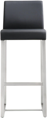 Denmark Performance Vegan Leather Stool with Silver Base - Set of 2 by TOV Furniture at Eve Furniture