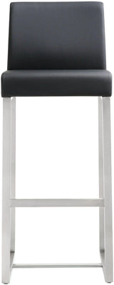 Denmark Performance Vegan Leather Stool with Silver Base - Set of 2 by TOV Furniture at Eve Furniture