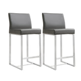 Denmark Performance Vegan Leather Stool with Silver Base - Set of 2 by TOV Furniture at Eve Furniture