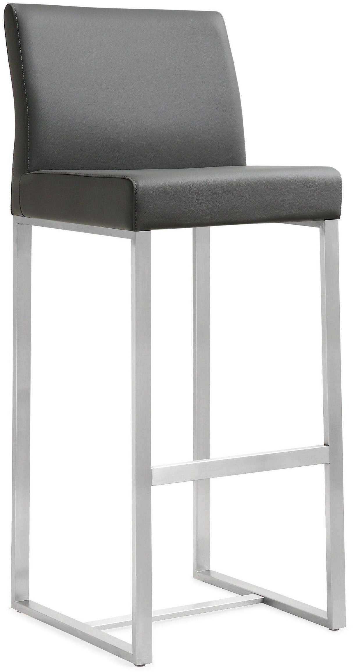 Denmark Performance Vegan Leather Stool with Silver Base - Set of 2 by TOV Furniture at Eve Furniture