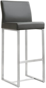 Denmark Performance Vegan Leather Stool with Silver Base - Set of 2 by TOV Furniture at Eve Furniture