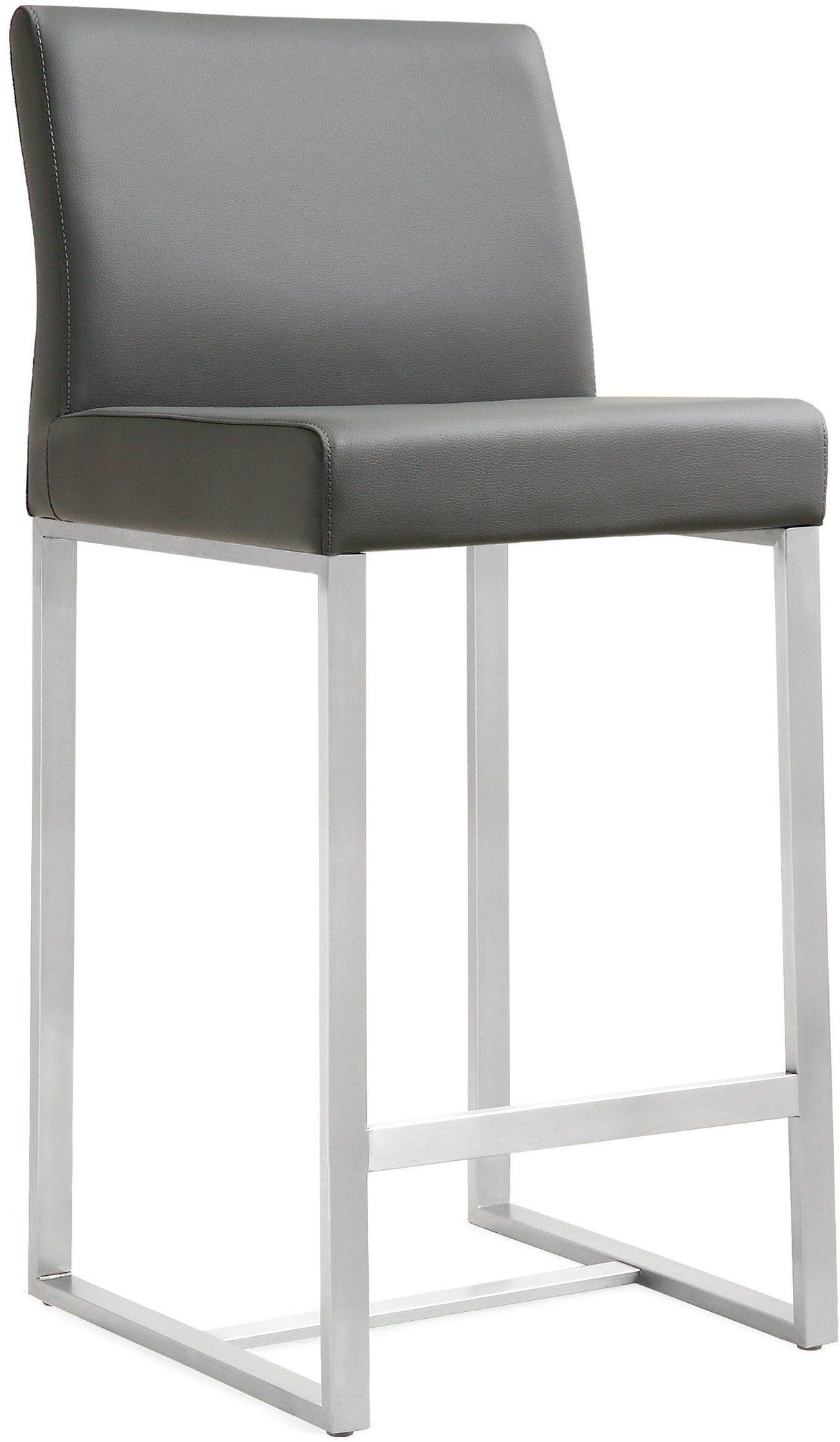 Denmark Performance Vegan Leather Stool with Silver Base - Set of 2 by TOV Furniture at Eve Furniture