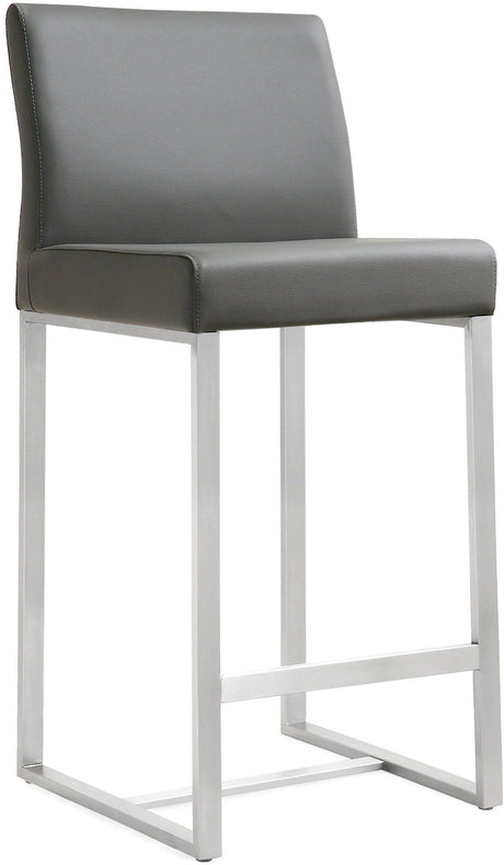 Denmark Performance Vegan Leather Stool with Silver Base - Set of 2 by TOV Furniture at Eve Furniture