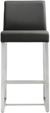 Denmark Performance Vegan Leather Stool with Silver Base - Set of 2 by TOV Furniture at Eve Furniture