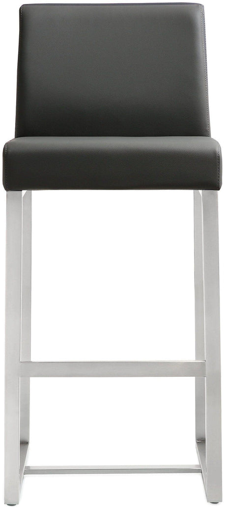 Denmark Performance Vegan Leather Stool with Silver Base - Set of 2 by TOV Furniture at Eve Furniture