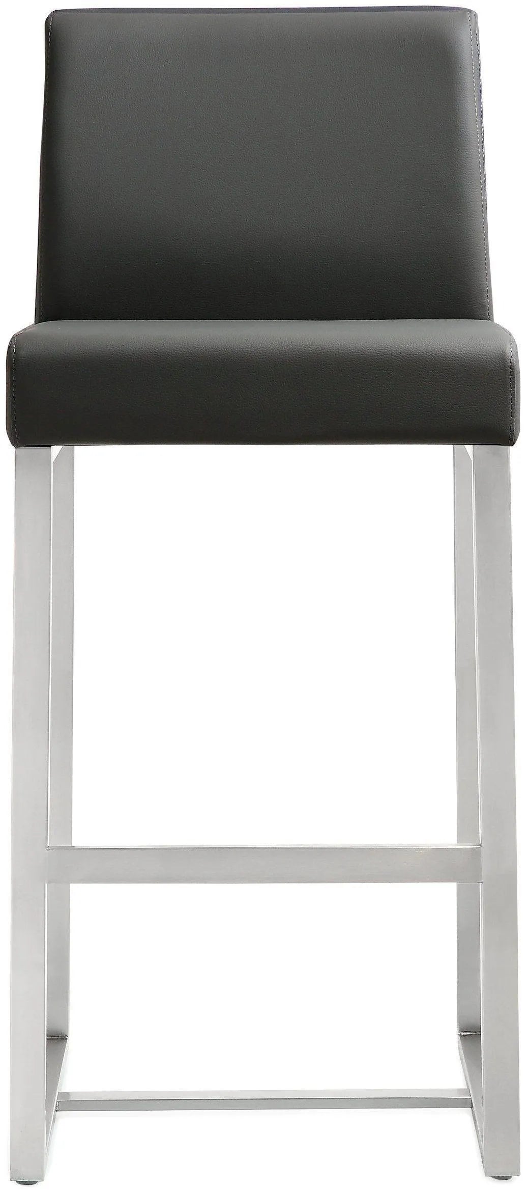 Denmark Performance Vegan Leather Stool with Silver Base - Set of 2 by TOV Furniture at Eve Furniture