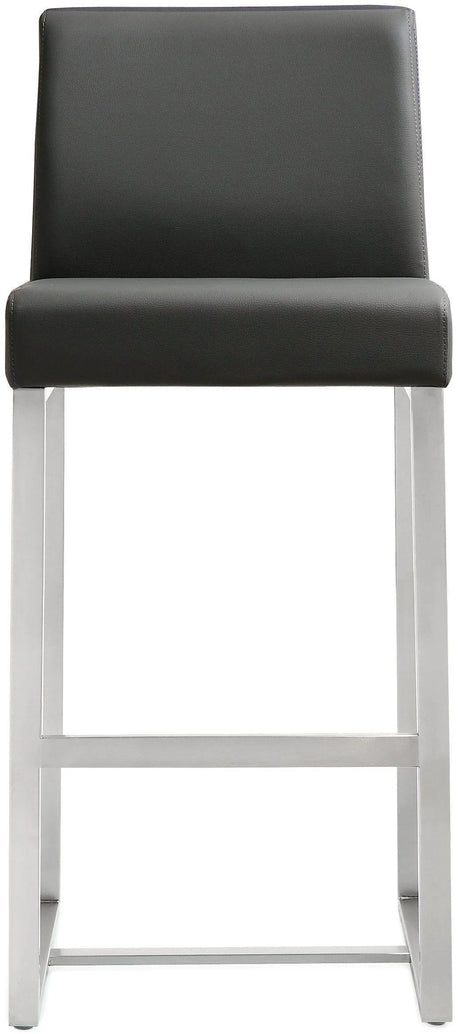 Denmark Performance Vegan Leather Stool with Silver Base - Set of 2 by TOV Furniture at Eve Furniture