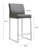 Denmark Performance Vegan Leather Stool with Silver Base - Set of 2 by TOV Furniture at Eve Furniture