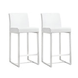 Denmark Performance Vegan Leather Stool with Silver Base - Set of 2 by TOV Furniture at Eve Furniture