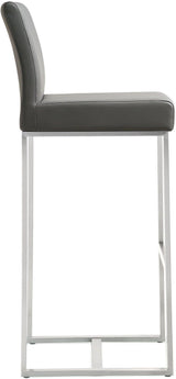 Denmark Performance Vegan Leather Stool with Silver Base - Set of 2 by TOV Furniture at Eve Furniture