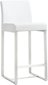 Denmark Performance Vegan Leather Stool with Silver Base - Set of 2 by TOV Furniture at Eve Furniture