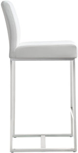 Denmark Performance Vegan Leather Stool with Silver Base - Set of 2 by TOV Furniture at Eve Furniture