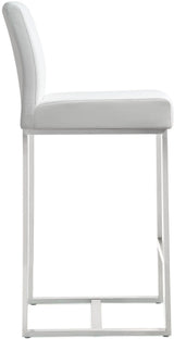 Denmark Performance Vegan Leather Stool with Silver Base - Set of 2 by TOV Furniture at Eve Furniture