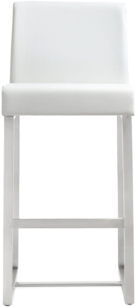 Denmark Performance Vegan Leather Stool with Silver Base - Set of 2 by TOV Furniture at Eve Furniture