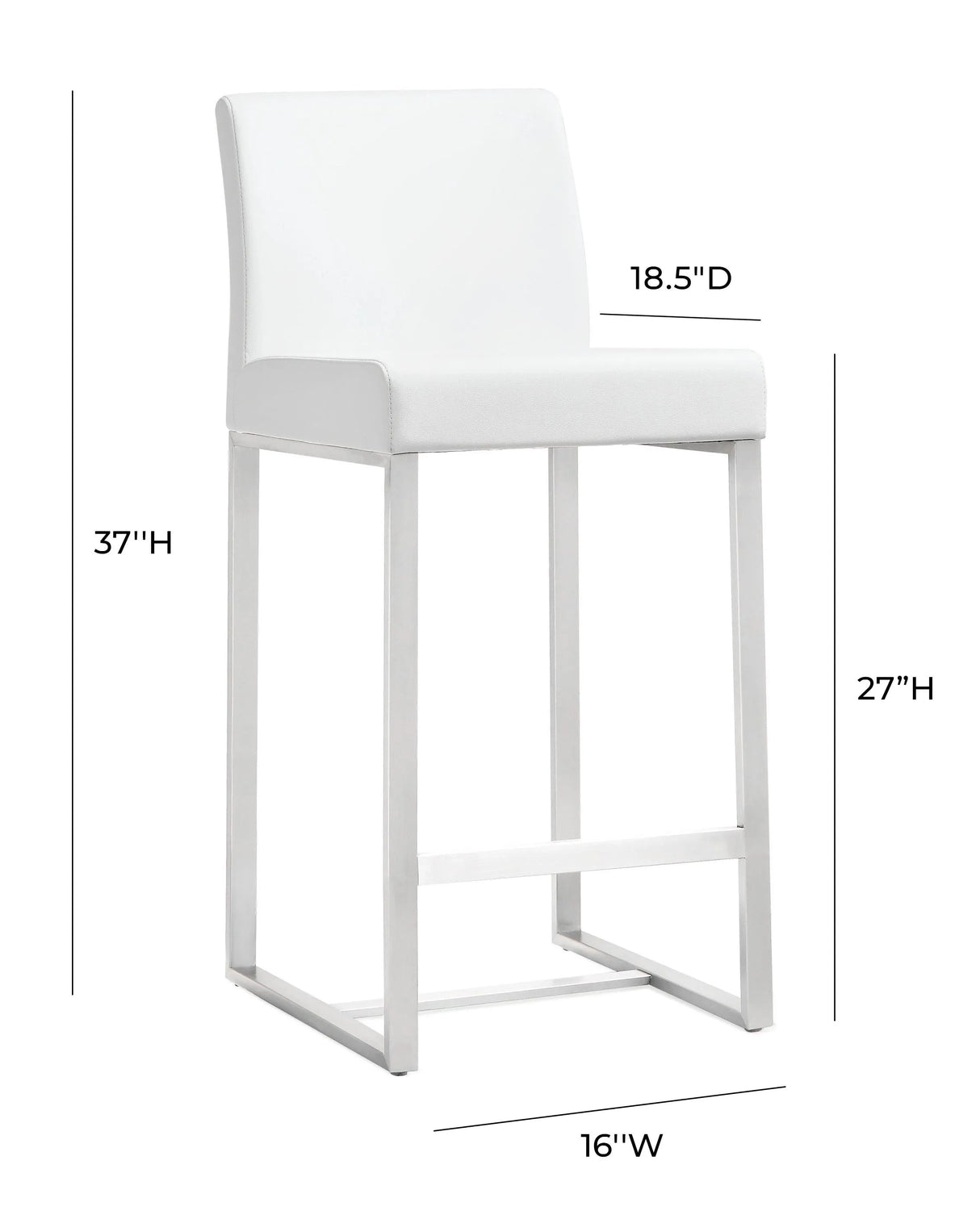 Denmark Performance Vegan Leather Stool with Silver Base - Set of 2 by TOV Furniture at Eve Furniture