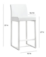 Denmark Performance Vegan Leather Stool with Silver Base - Set of 2 by TOV Furniture at Eve Furniture