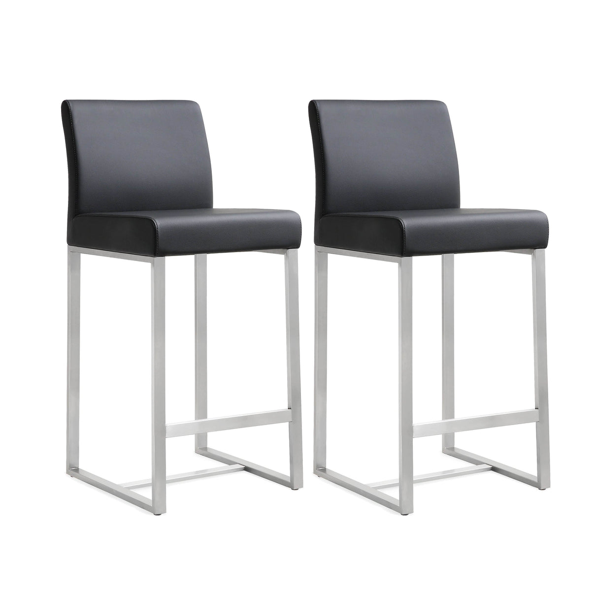 Denmark Performance Vegan Leather Stool with Silver Base - Set of 2 by TOV Furniture at Eve Furniture